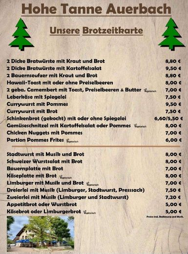 Unsere Brotzeitkarte